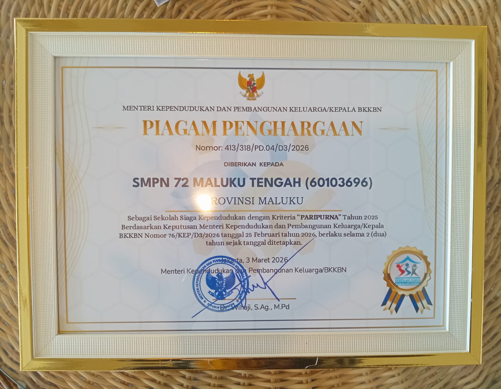 Penghargaan SSK kriteria paripurna